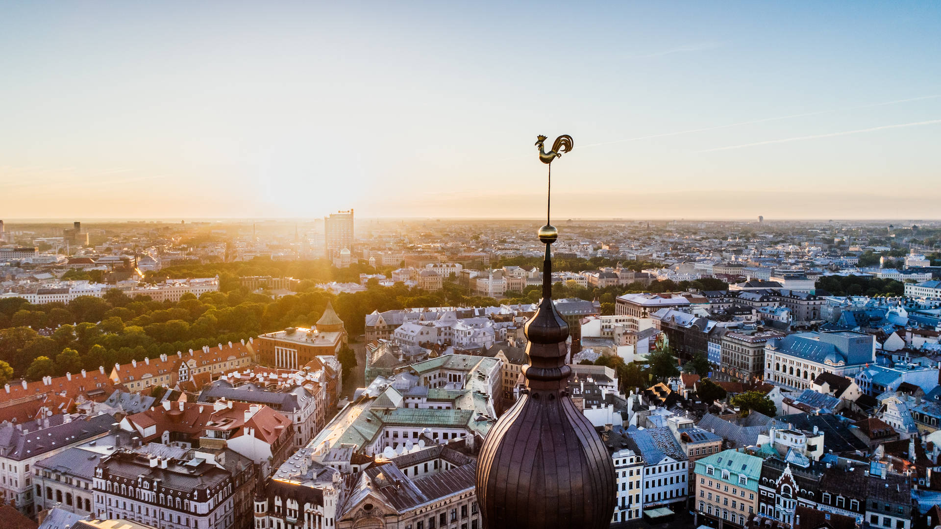 Aerial View Of The City Of Riga Background