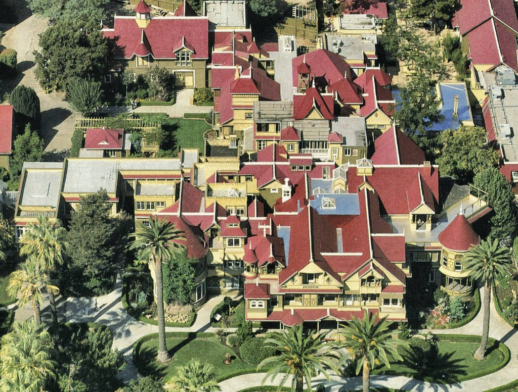 Aerial View Of The Enigmatic Winchester Mystery House Background