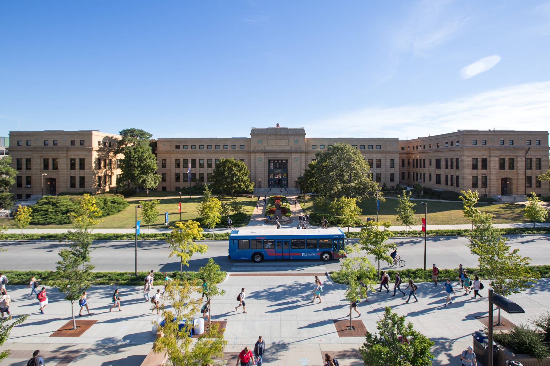 Aerial View Of The Iconic Strong Hall At The University Of Kansas