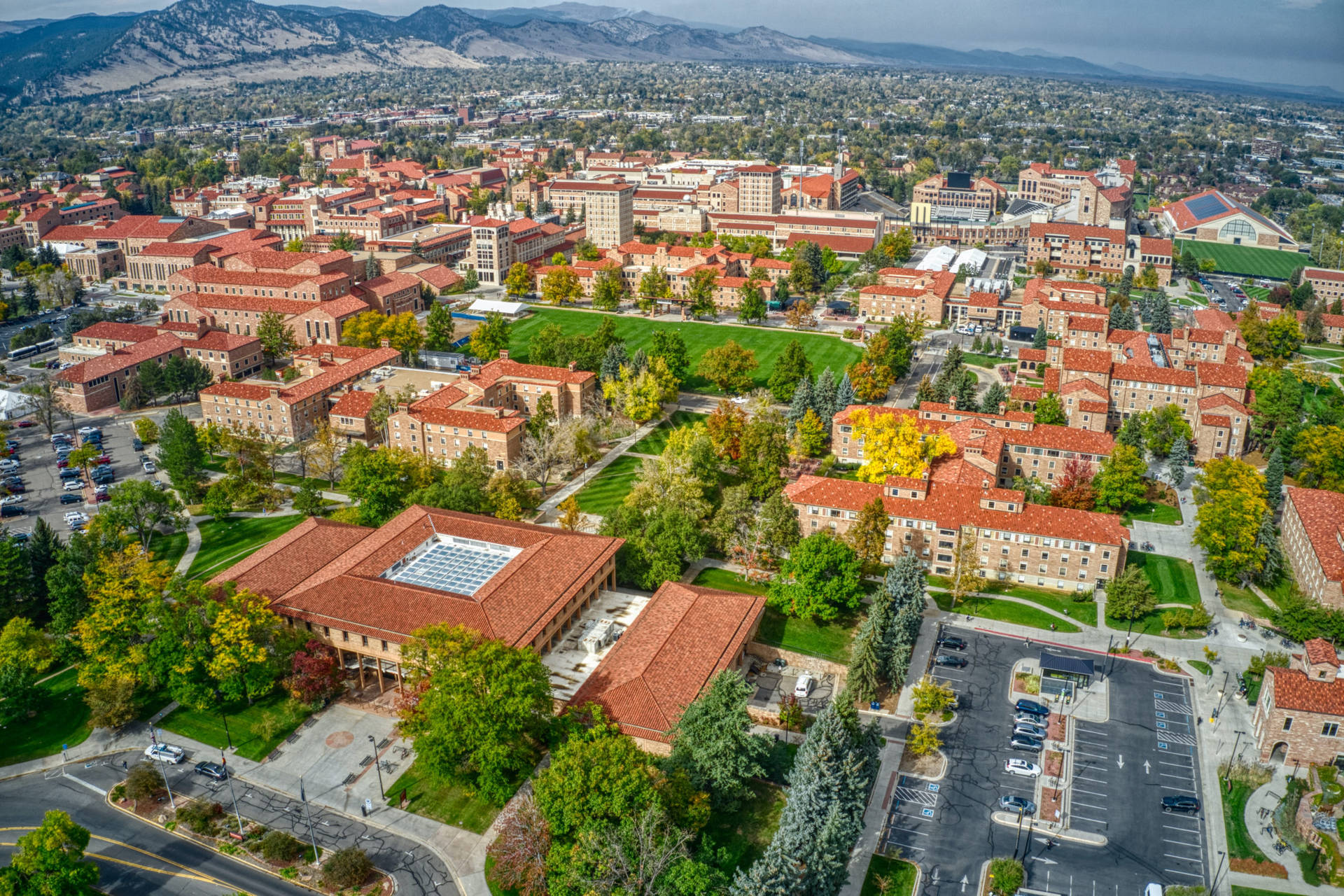 Aerial View Of The University Of Colorado Campus Background