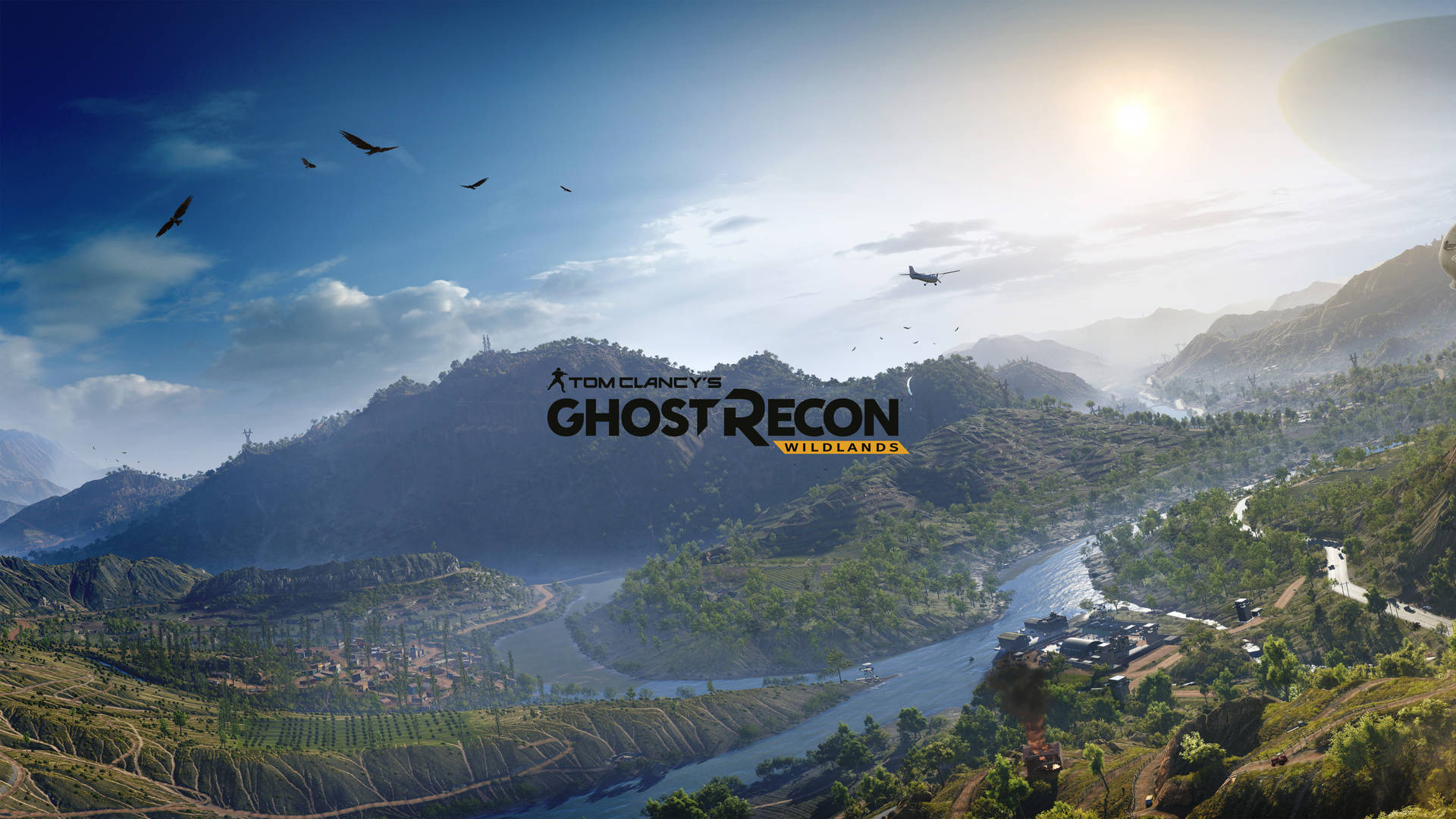 Aerial View Of Tom Clancy's Ghost Recon Wildlands Video Game Action Background