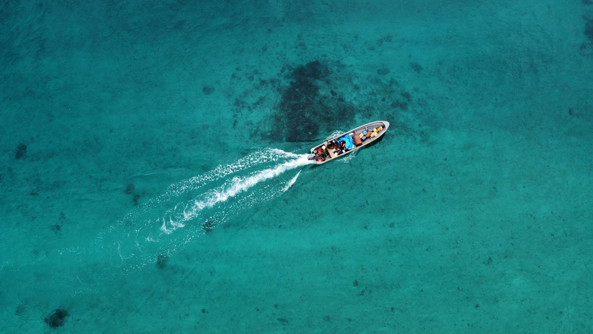 Aerial View Of Traditional Canoe In Papua New Guinea Background