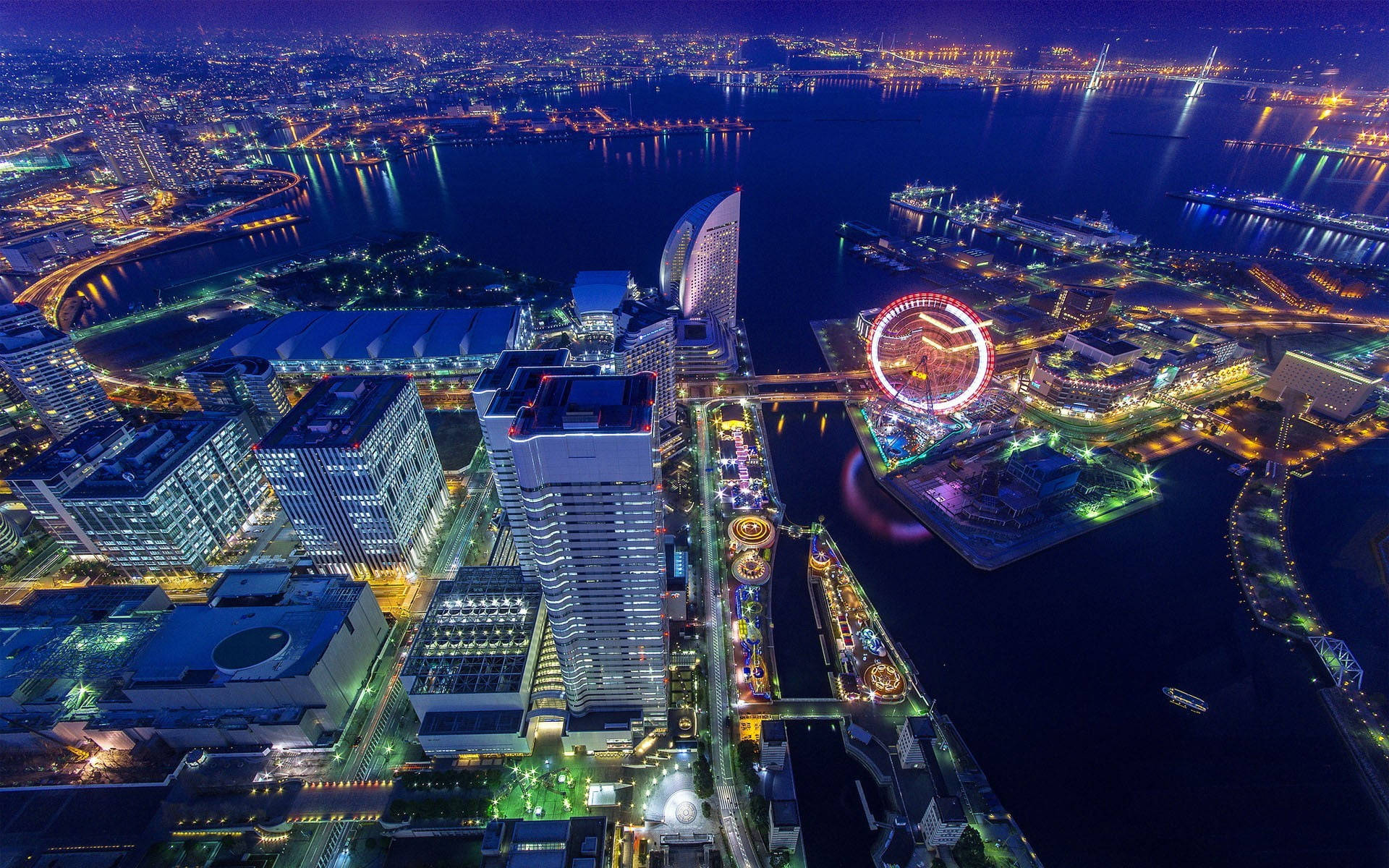 Aerial View Of Yokohama City Background