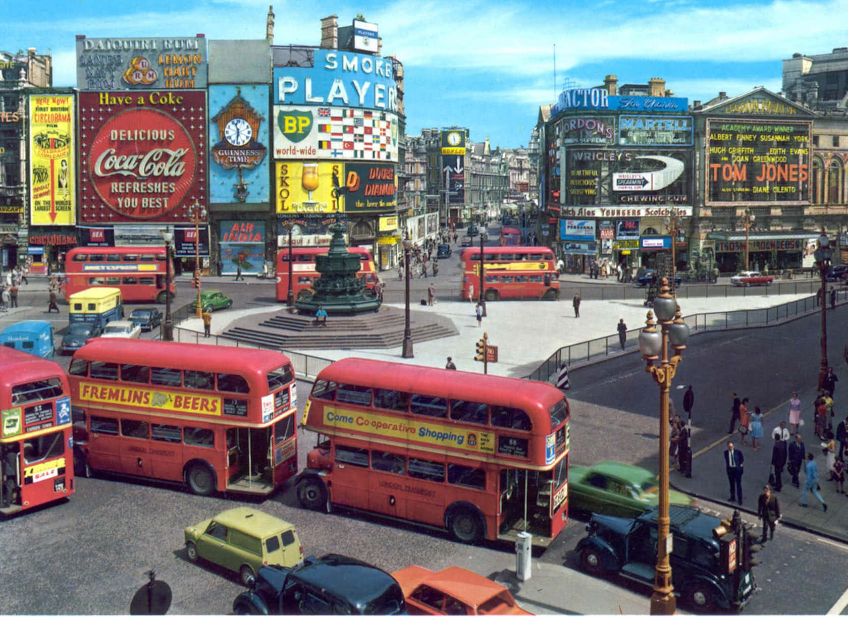 Aerial View Piccadilly Circus In 80s Background