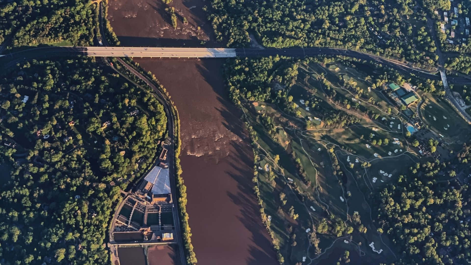 Aerial View Richmond Riverand Bridge