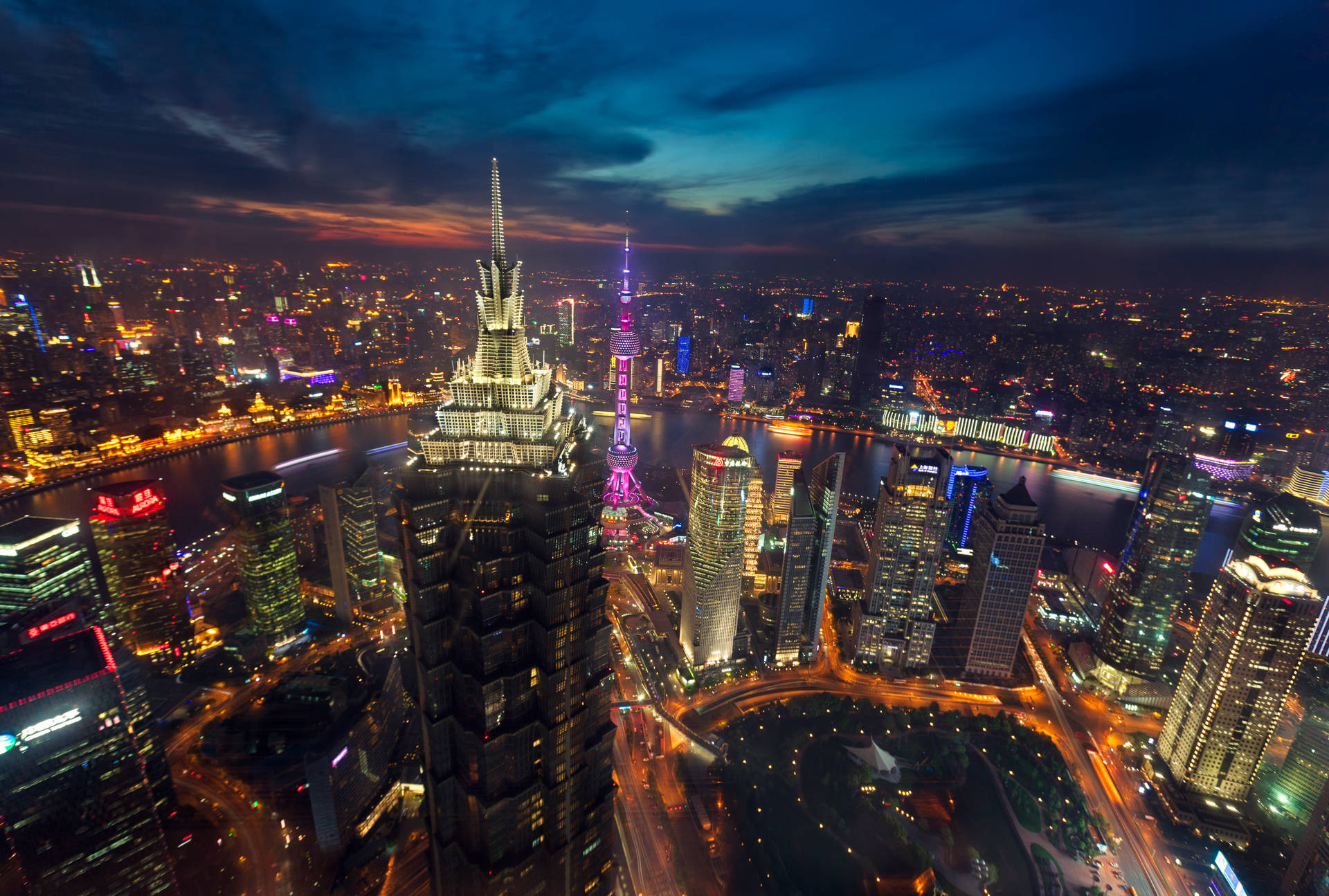 Aerial View Shanghai Background
