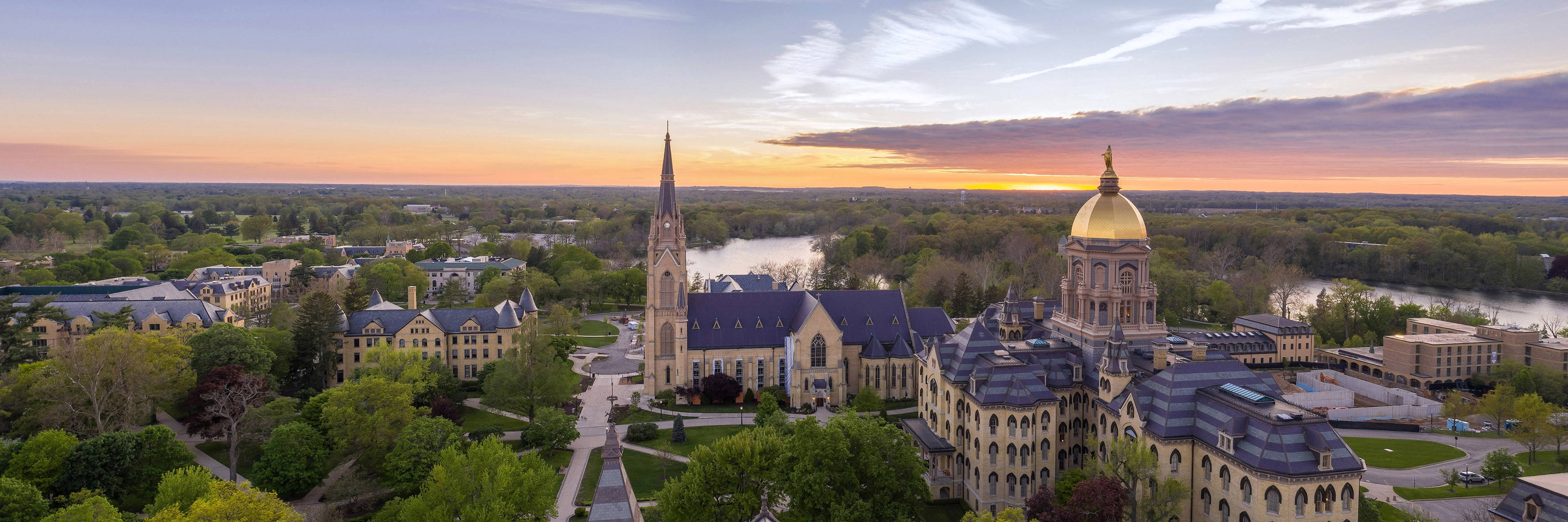 Aerial View University Of Notre Dame Buildings Background