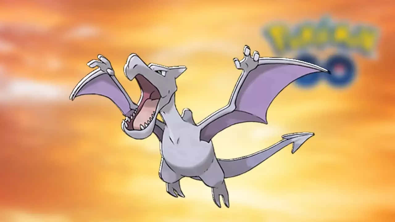 Aerodactyl And Orange Sky Background