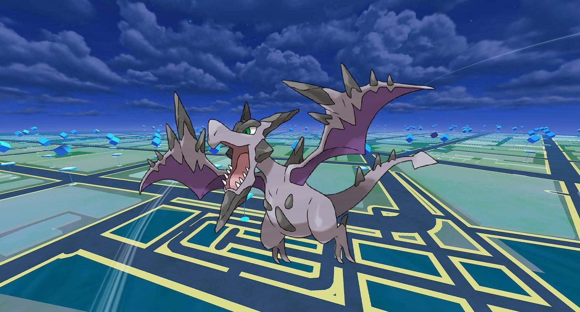 Aerodactyl Over Pokemon Go Map Background
