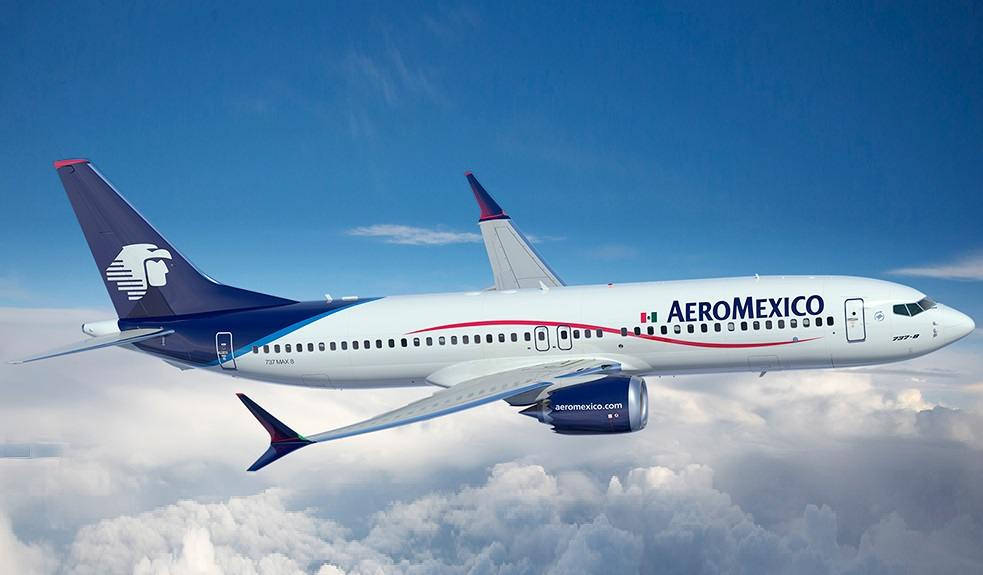 Aeromexico Airline Boeing 737-800 Above Clouds Background