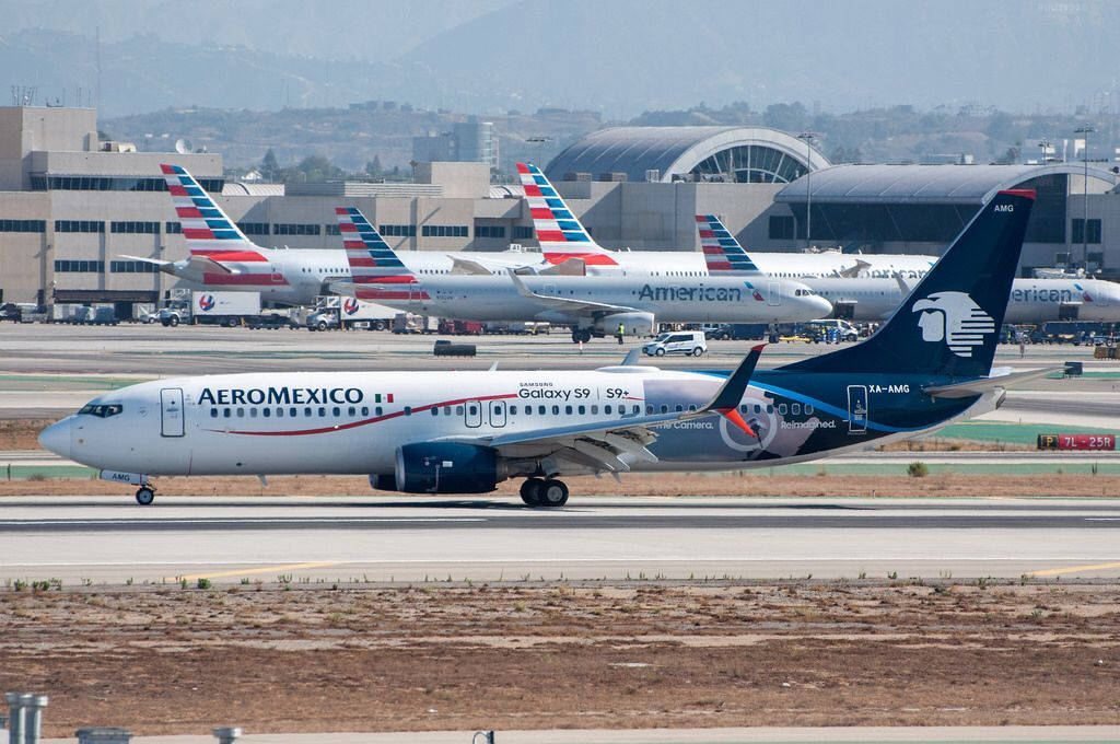 Aeromexico Airline Plane On Runway Background