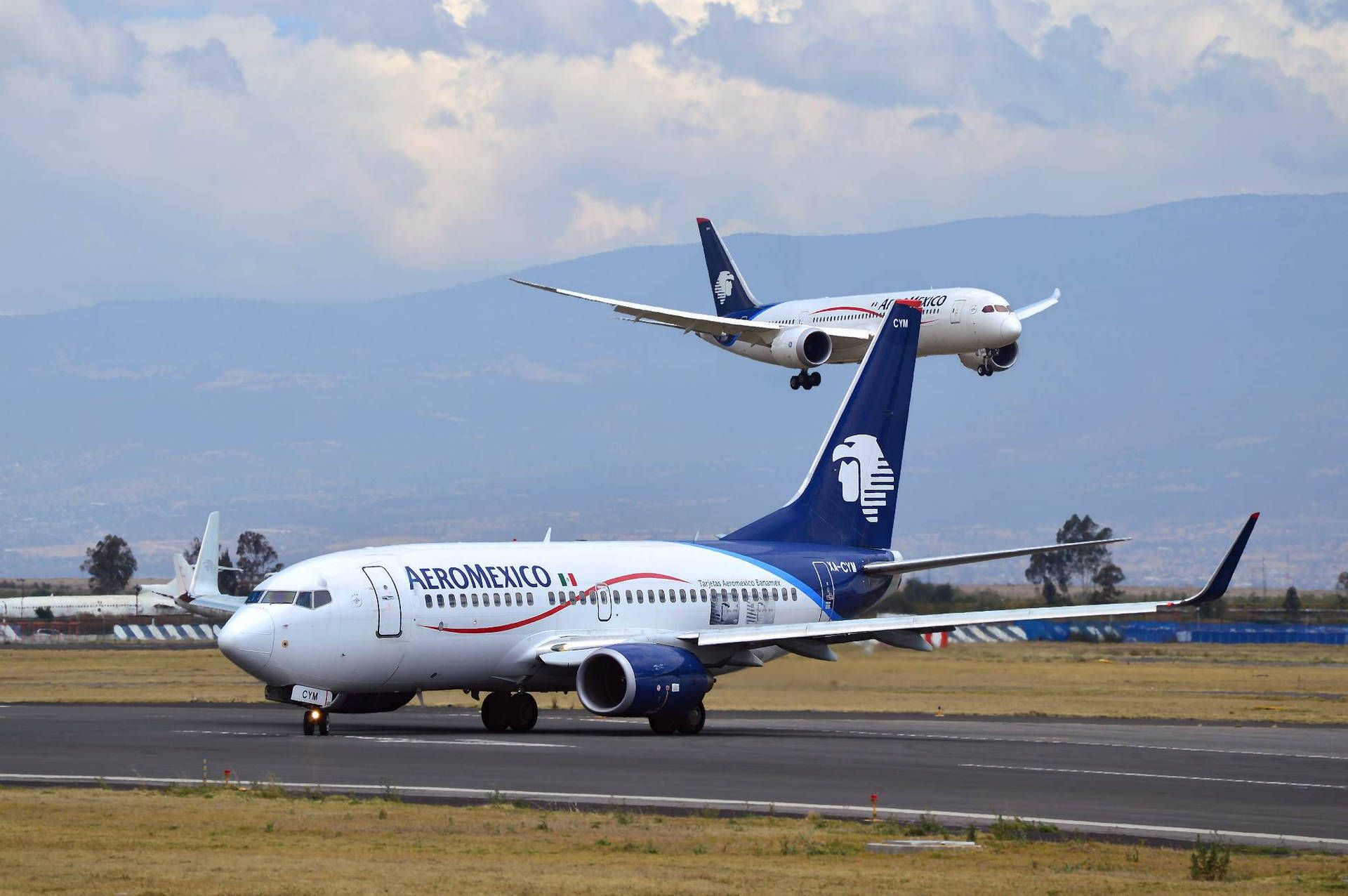 Aeromexico Airline Planes At Airport Background