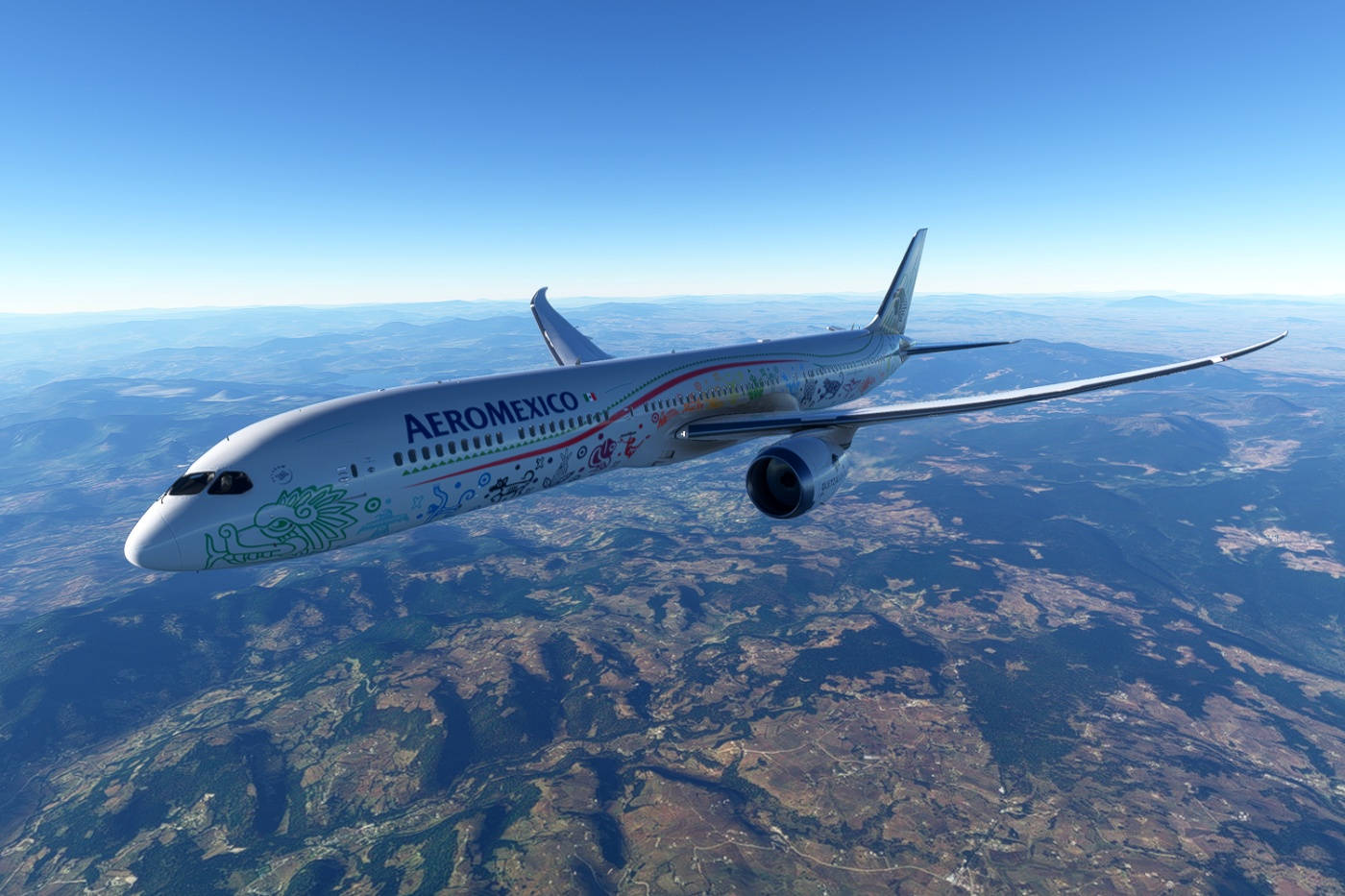 Aeromexico Airline's Boeing 787-10 Gliding Through A Gorgeous Horizon Background