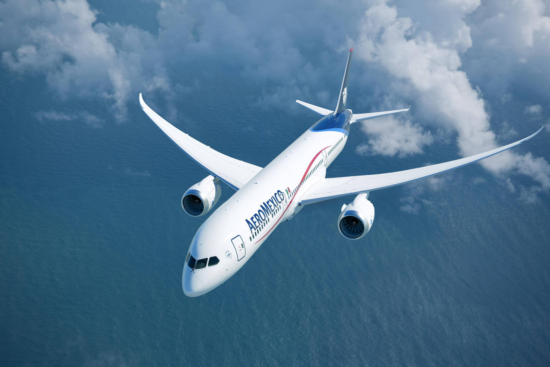 Aeromexico Boeing 787-8 Dreamliner Overhead Shot Background