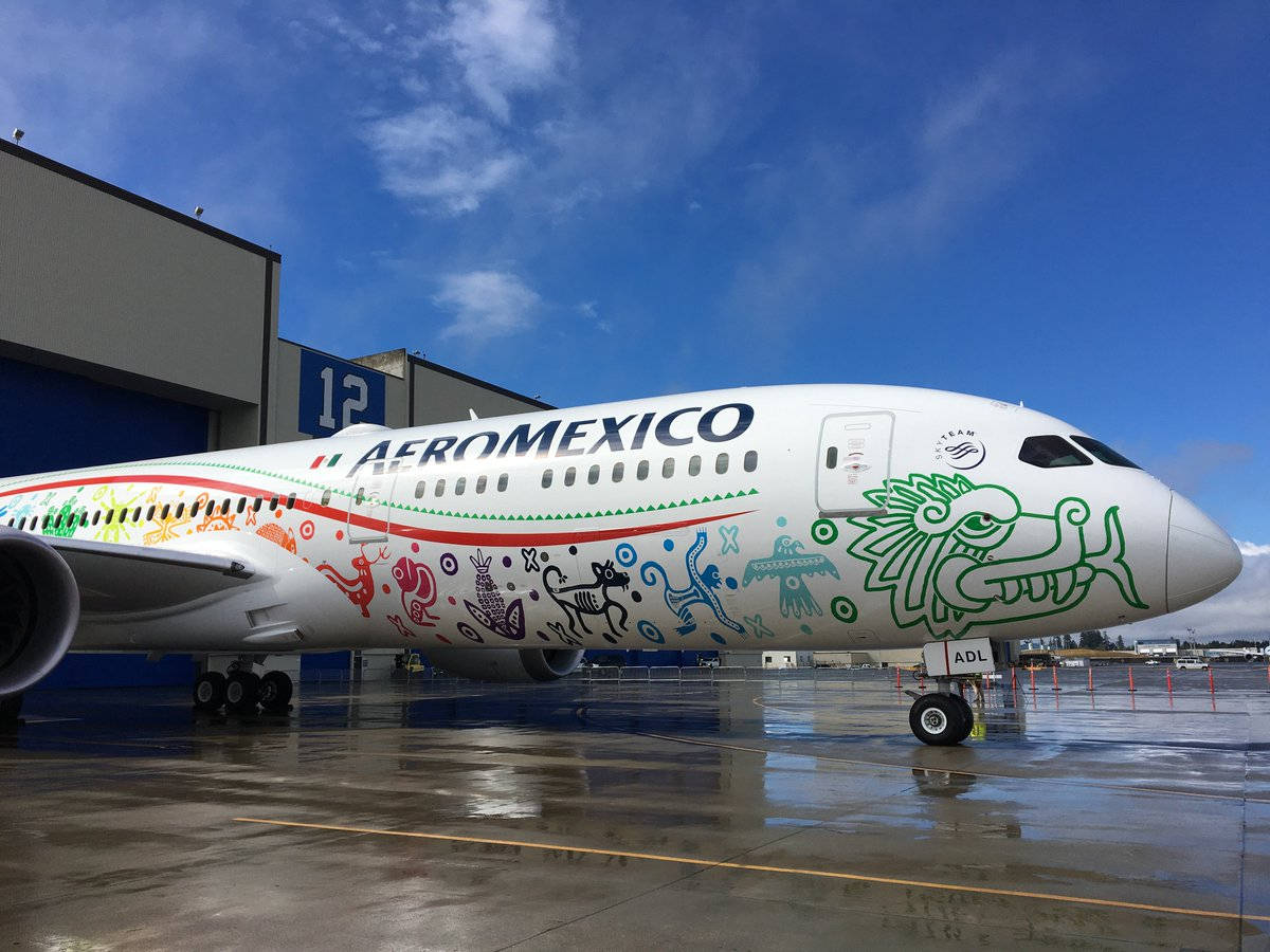 Aeromexico First Boeing 787-9 Dreamliner In Quetzalcoatl Design Background