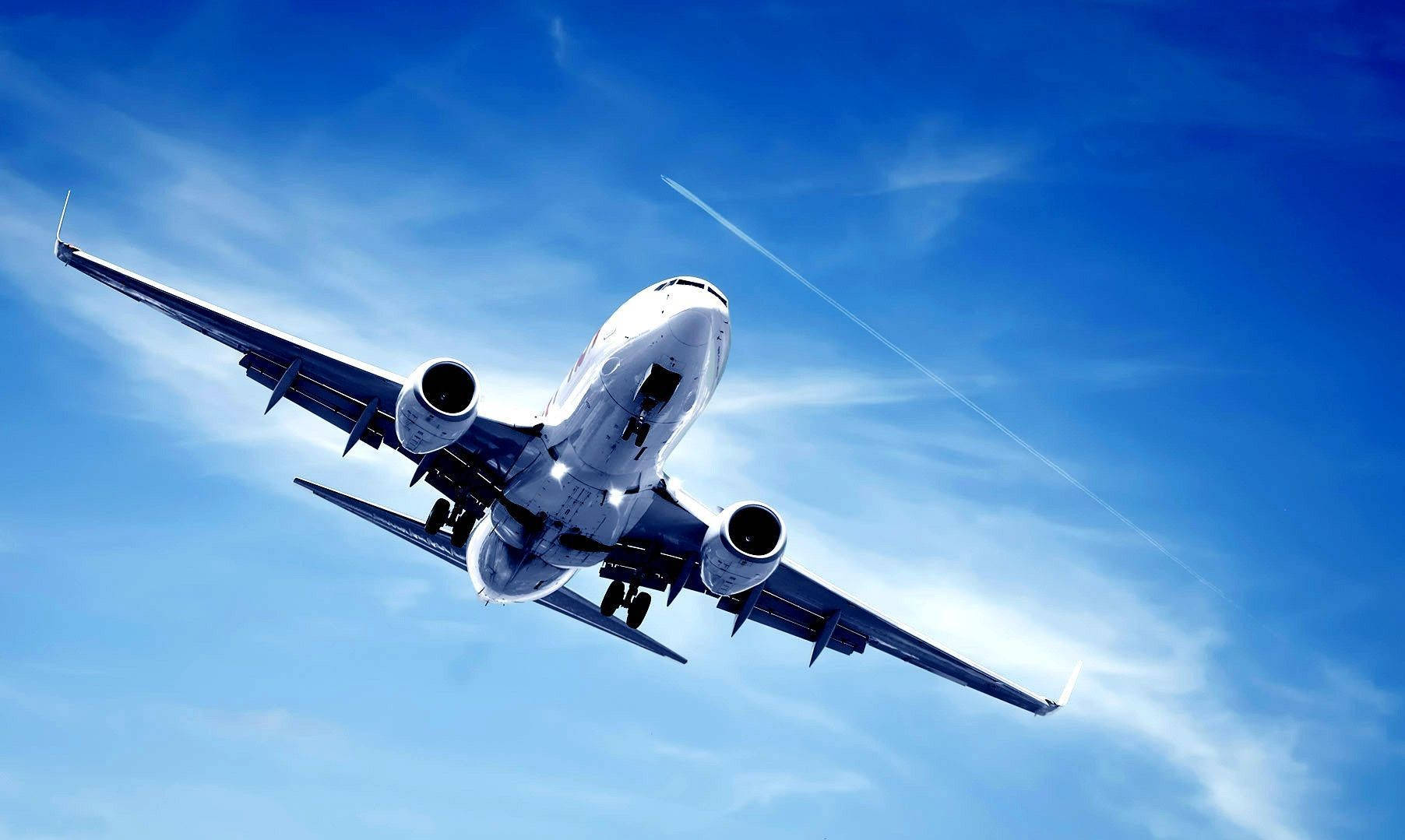 Aeroplane Clear Blue Sky Line Background