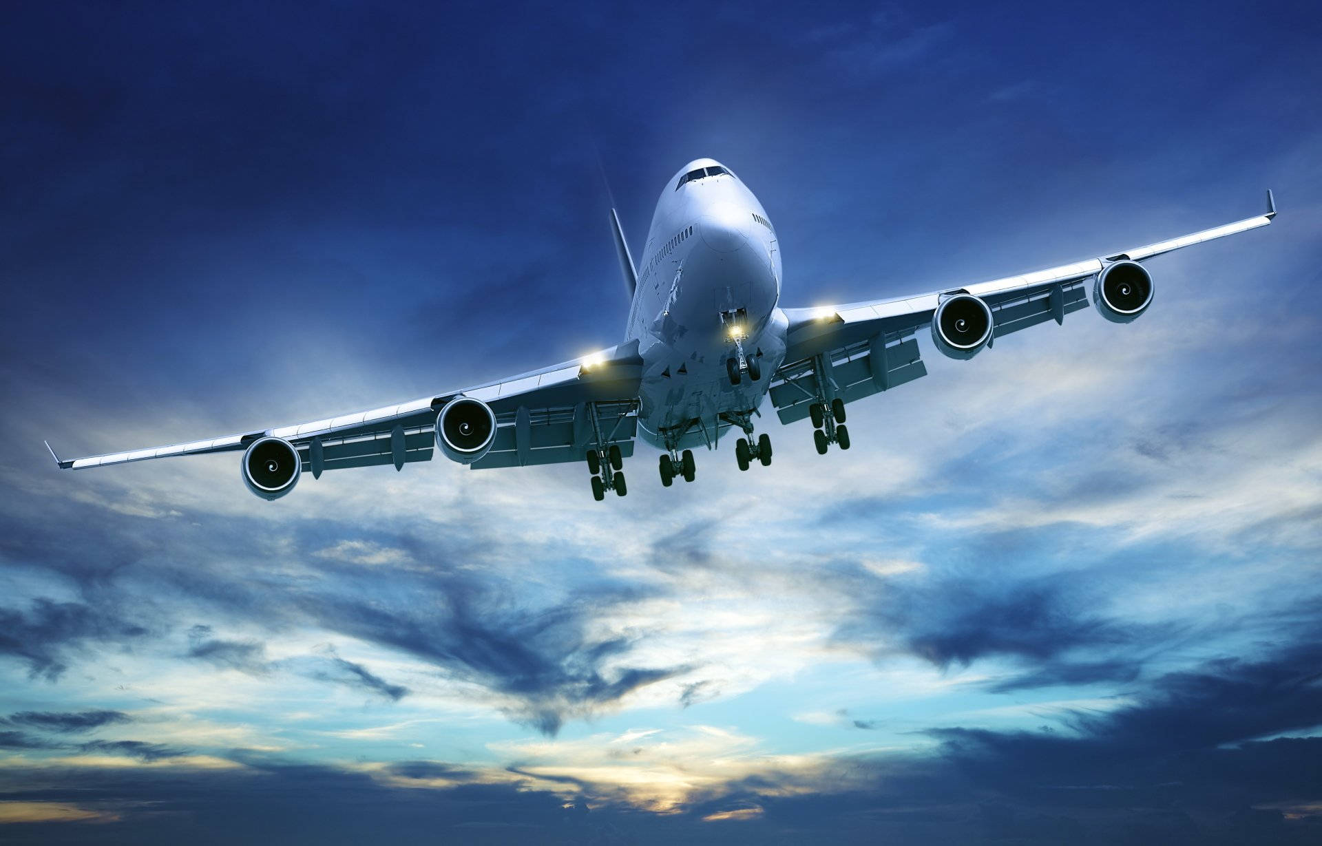 Aeroplane Cloudy Blue Sky Background