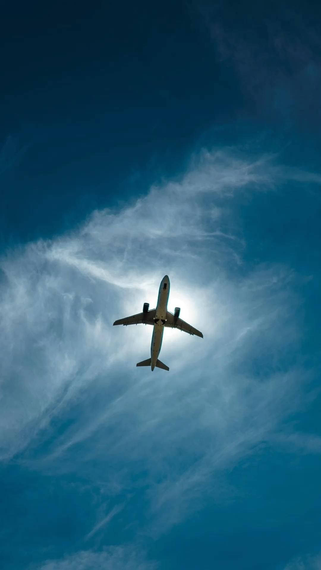 Aeroplane Hazy Blue Sky Background