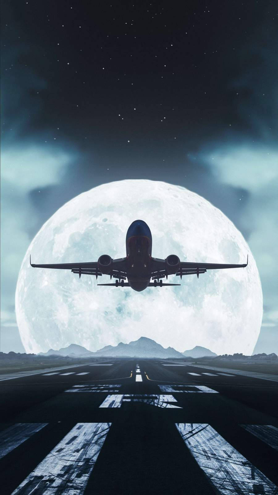 Aeroplane Large Moon Background