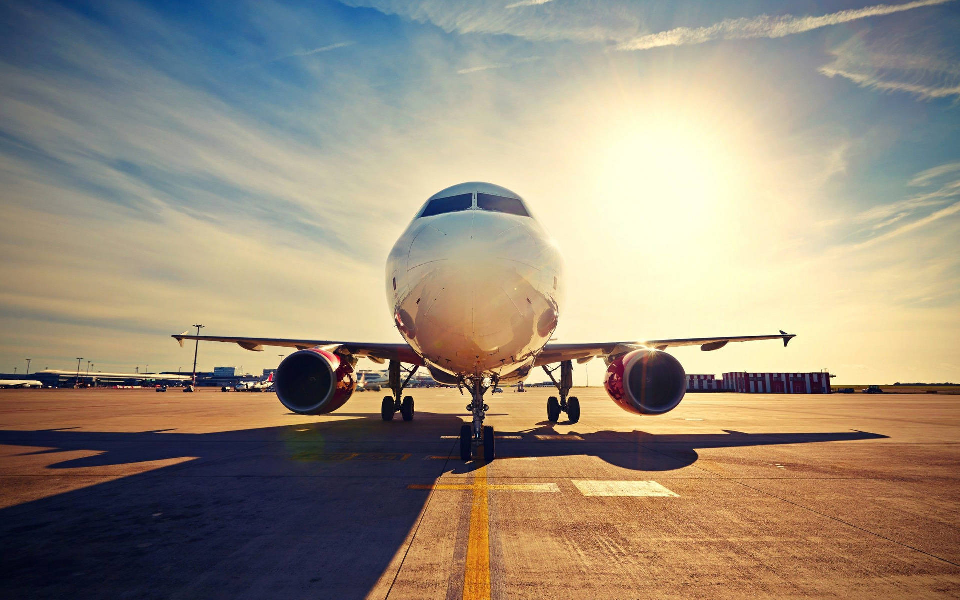 Aeroplane Ramp Bright Sunlight Background