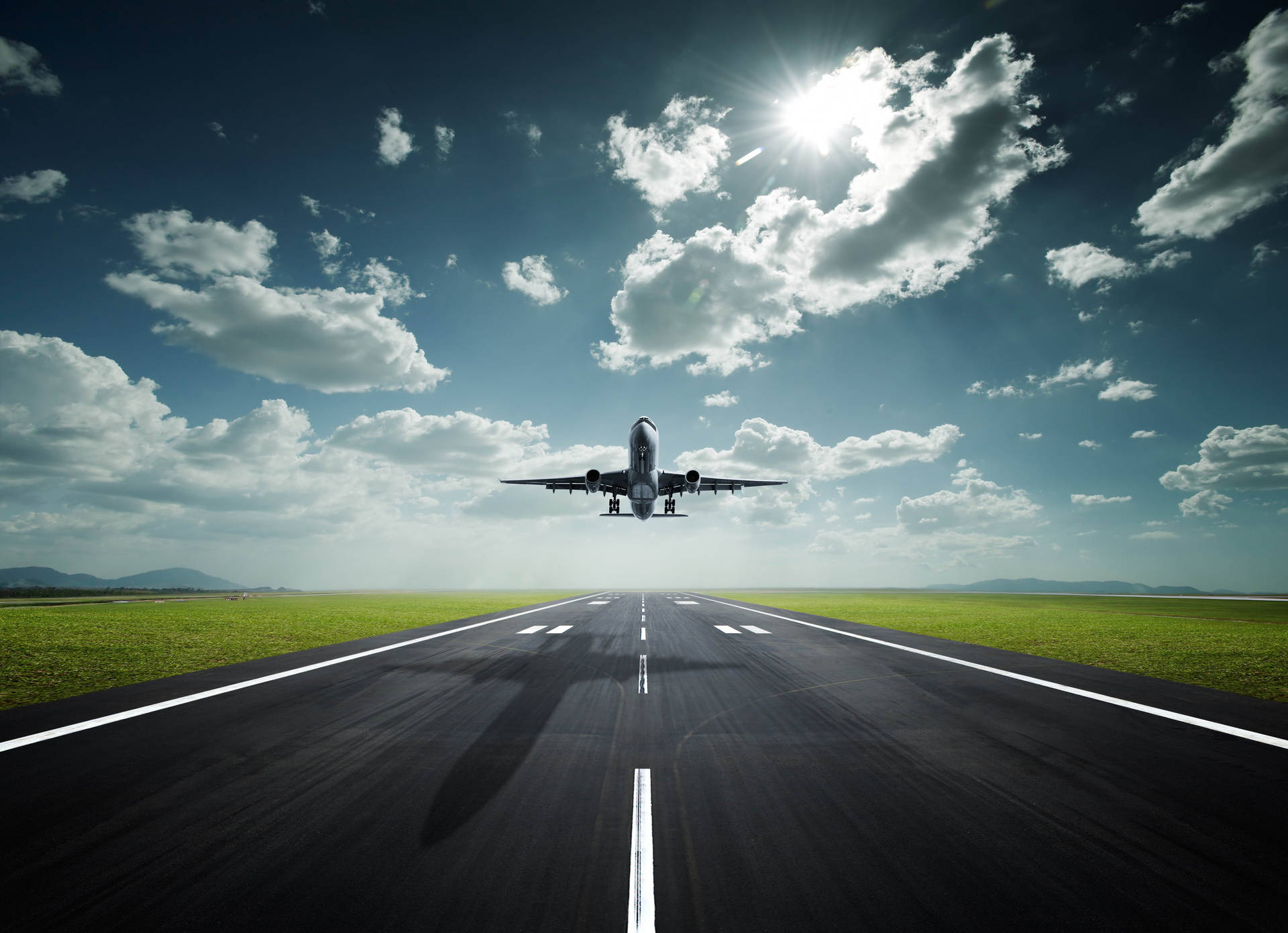 Aeroplane Sunlight Cloudy Dark Sky Background