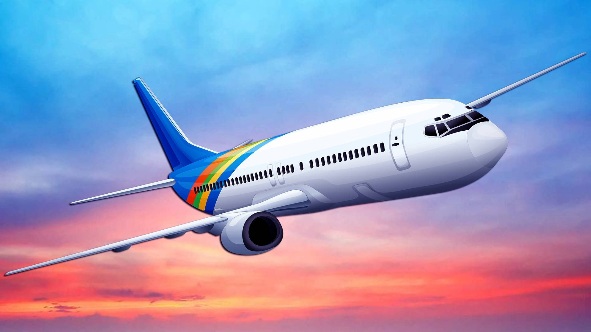 Aeroplane Sunset Blue Sky Background