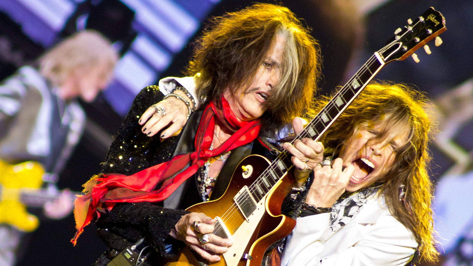 Aerosmith Rock Band Joe Perry Steven Tyler Guitar Background