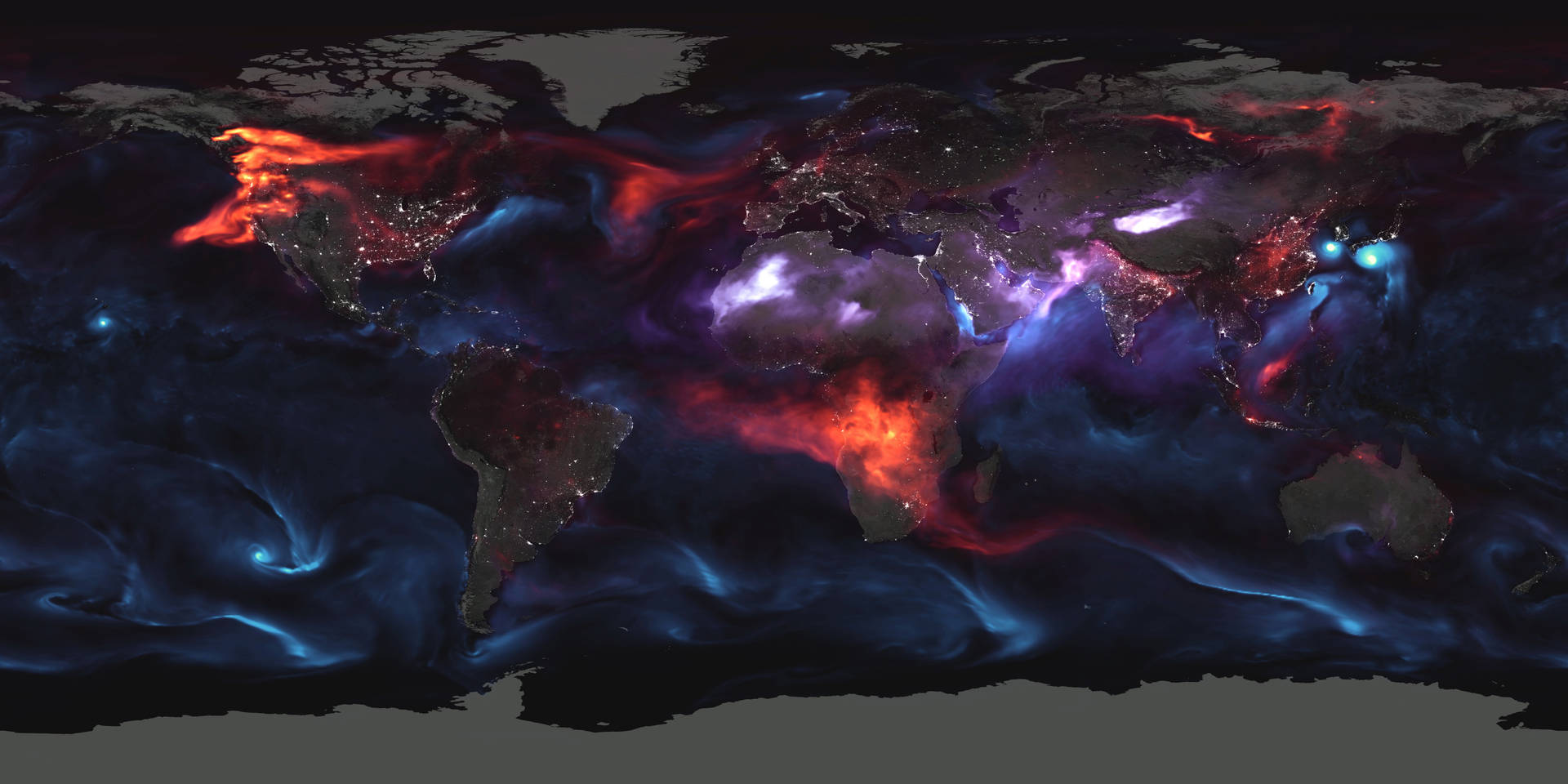 Aerosol Distribution World Map 4k Background