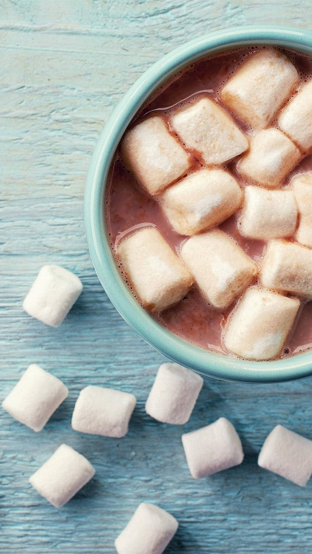 Aesthetic 3d Marshmallows In Cool Blue Background