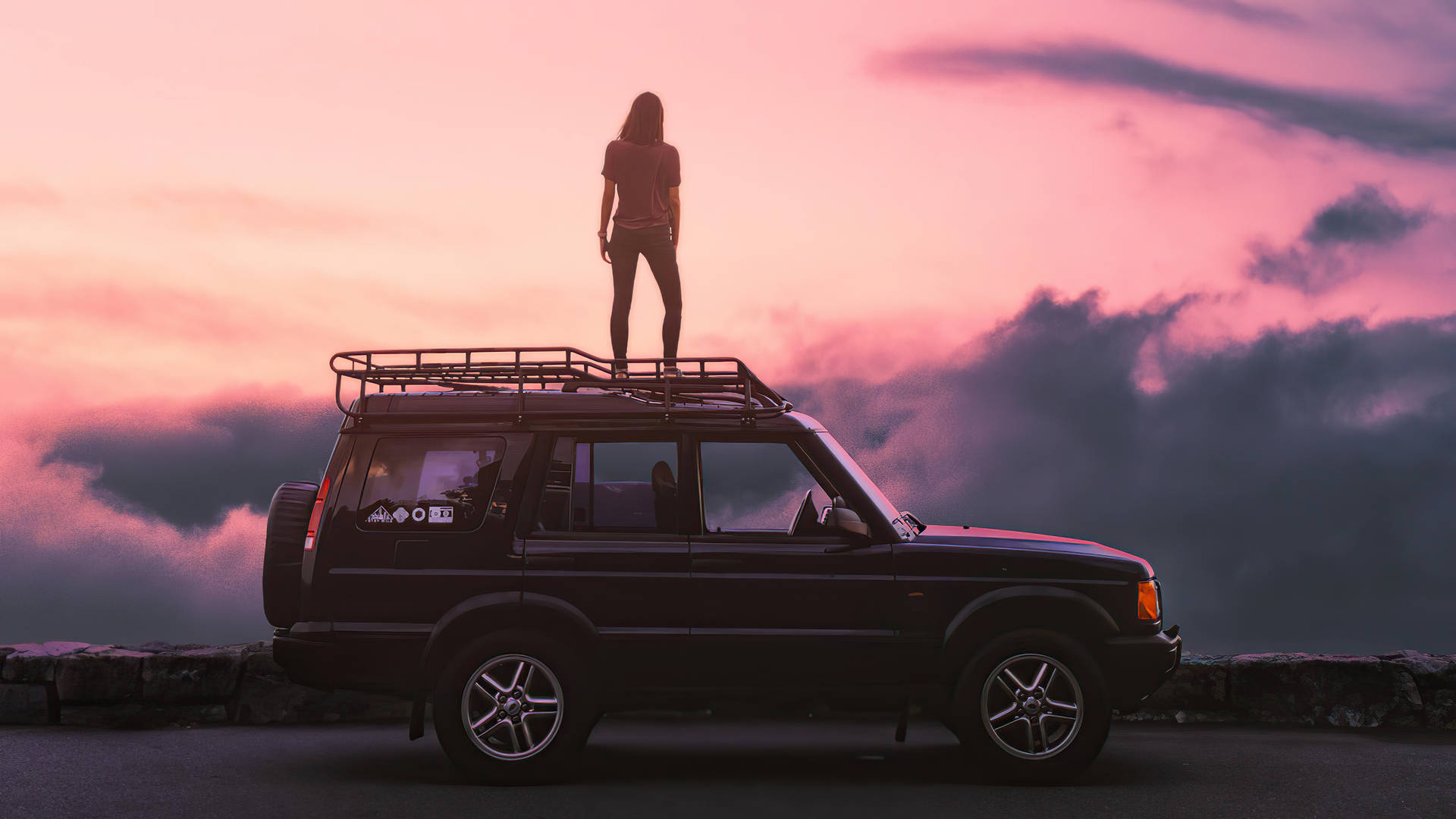 Aesthetic 4k Car With Woman On Top