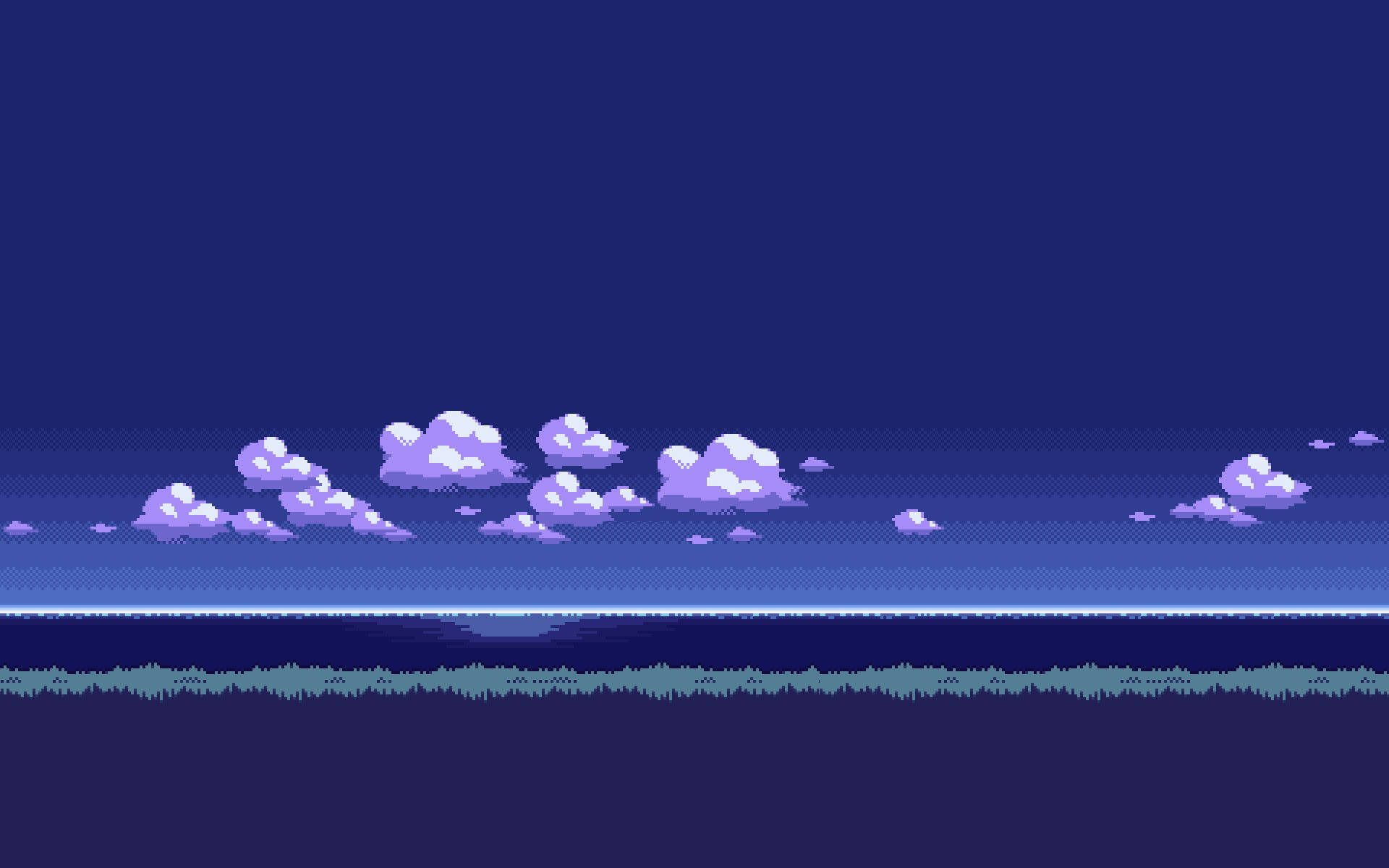 Aesthetic 8 Bit Blue Cloudy Sky Background