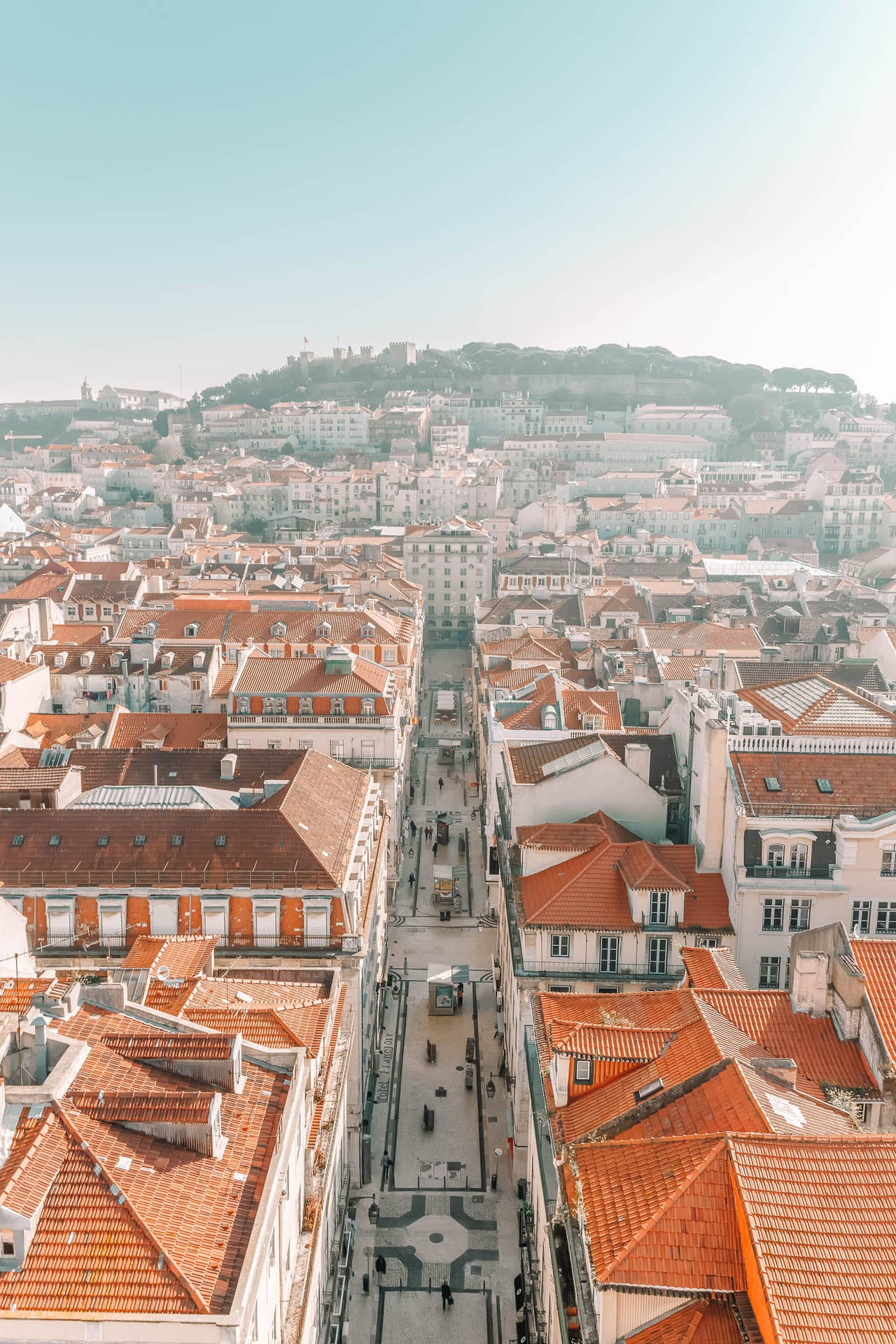 Aesthetic Aerial Shot Lisbon Background