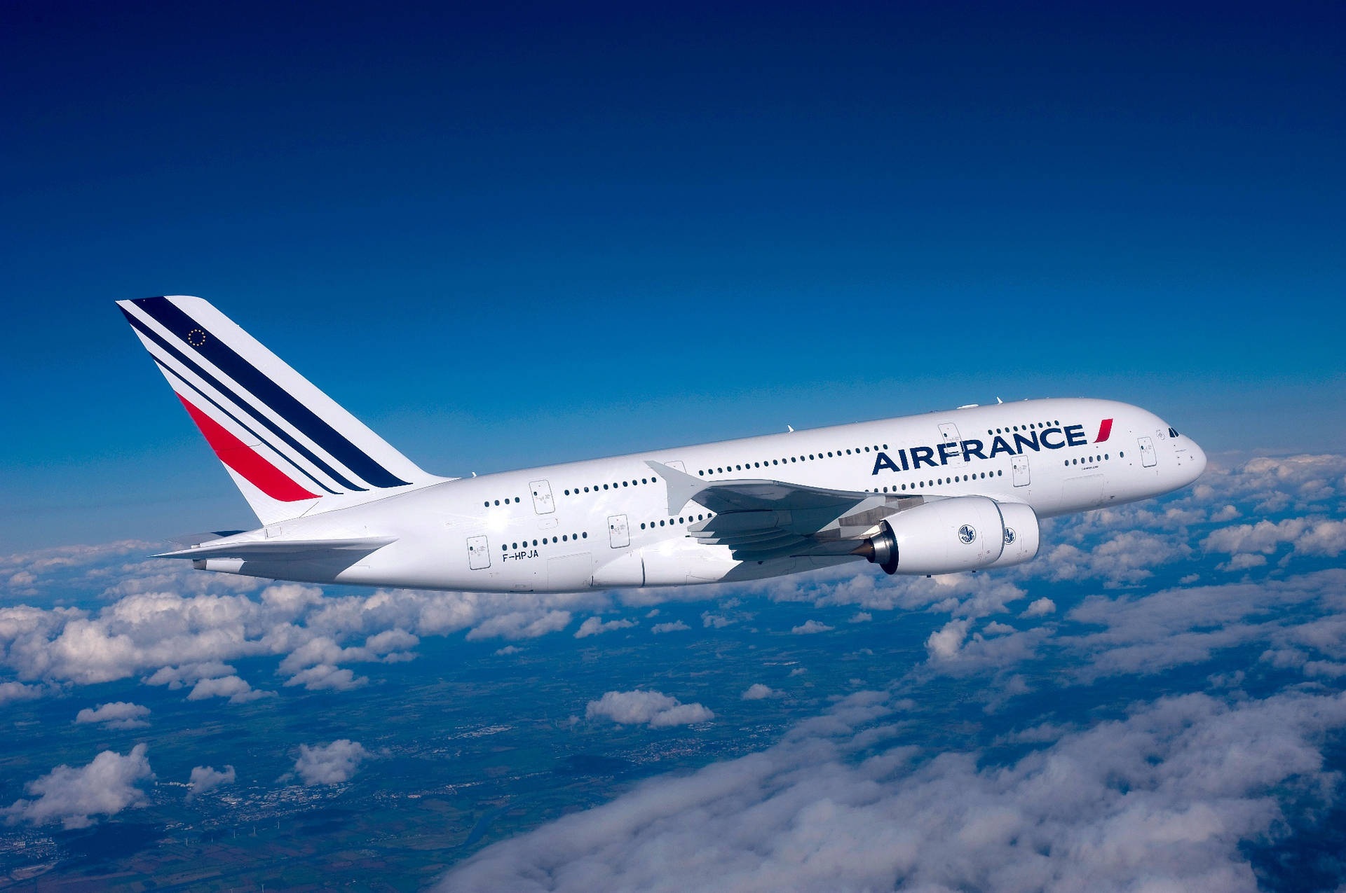 Aesthetic Air France Over The Clouds Background