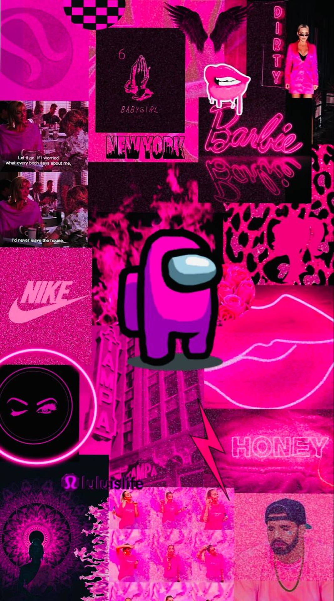 Aesthetic Among Us Pink Neon Wall