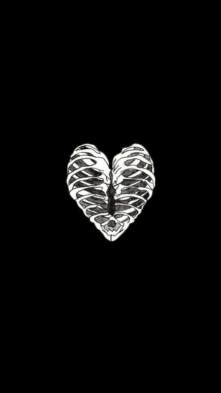 Aesthetic And Stylish Black Heart On A Black Background.