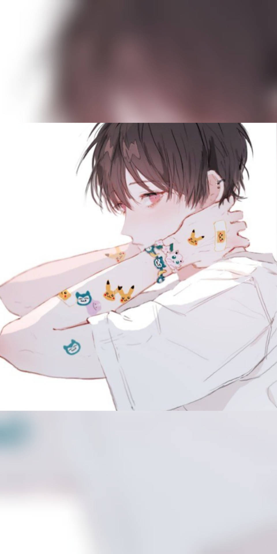 Aesthetic Anime Boy Cat Stickers Background