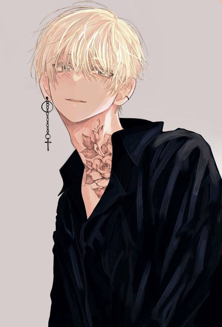 Aesthetic Anime Boy Floral Tattoo Background
