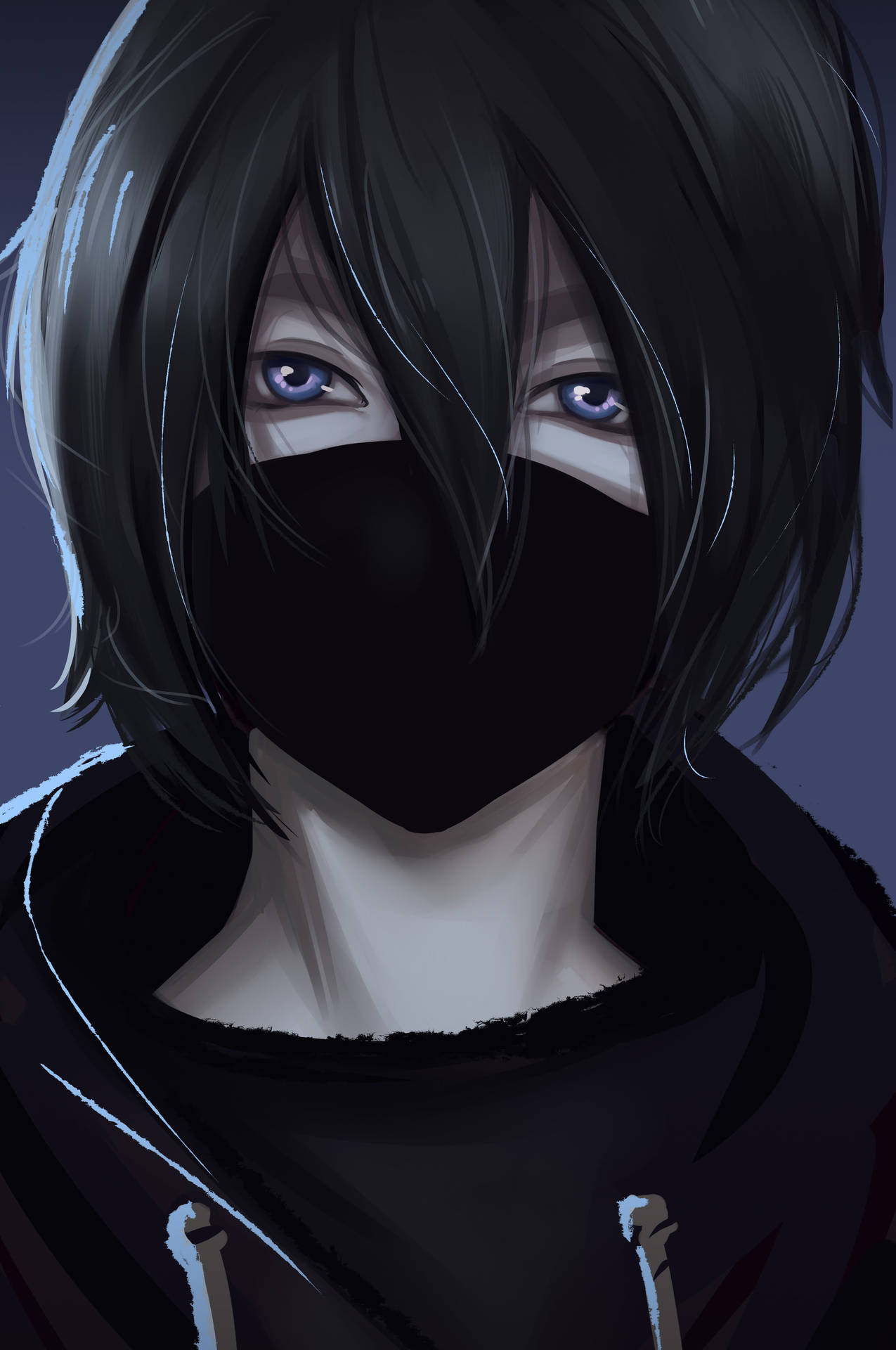 Aesthetic Anime Boy Icon Black Mask Background