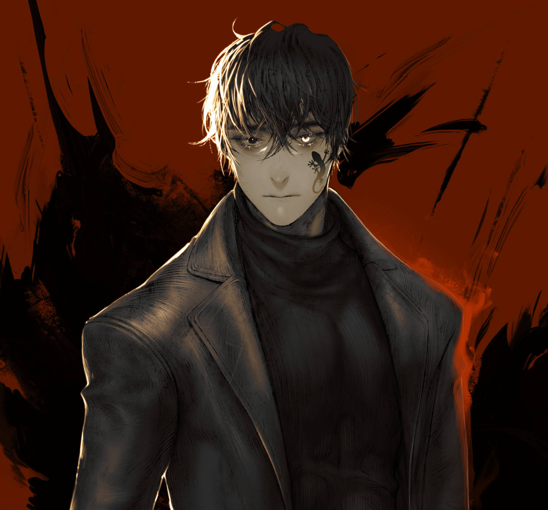 Aesthetic Anime Boy Icon Dark Clothes Background