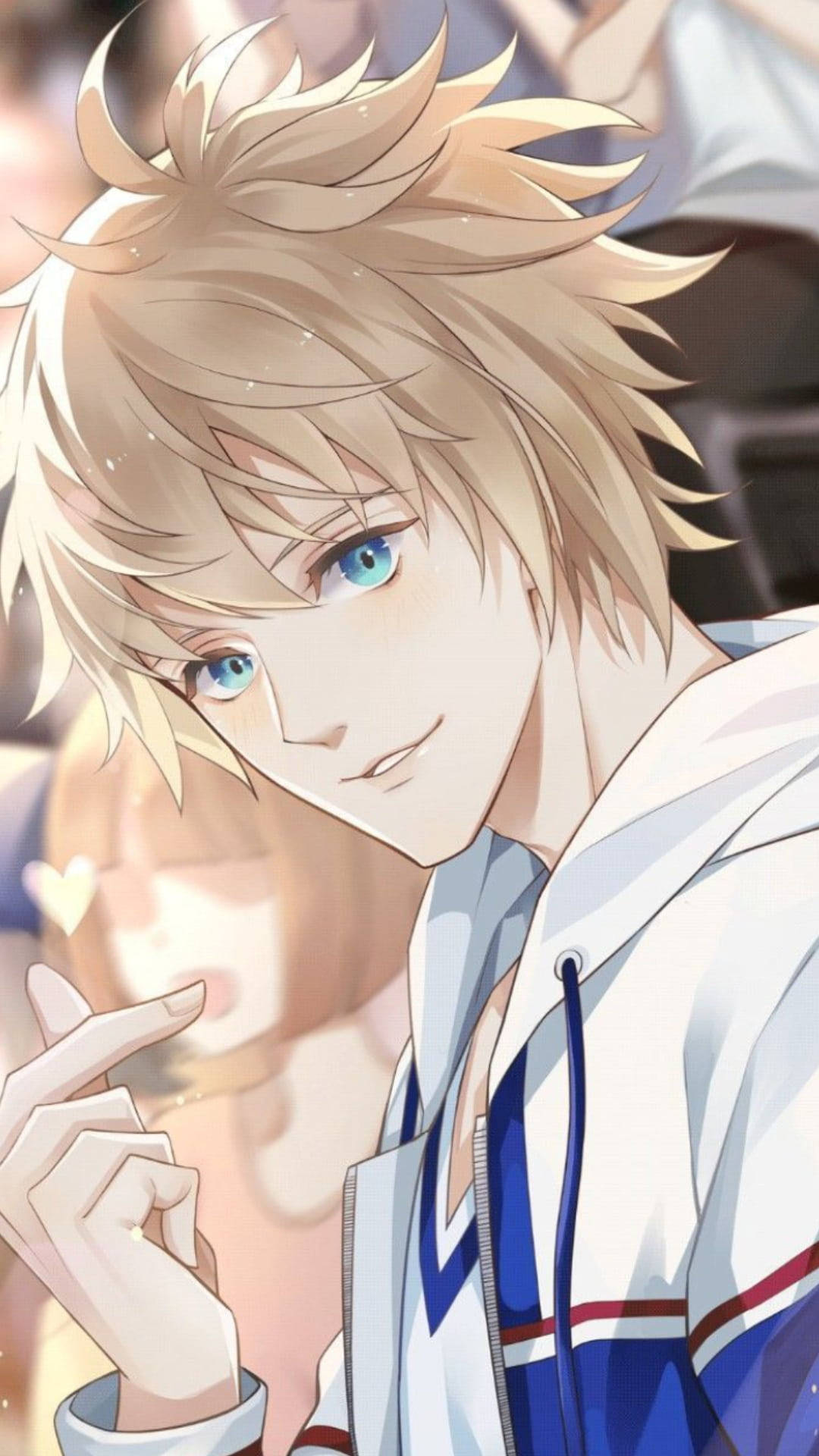 Aesthetic Anime Boy Icon Finger Heart Background