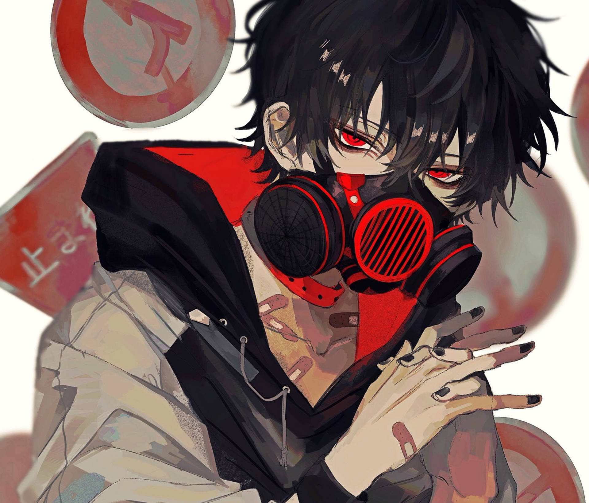Aesthetic Anime Boy Icon Gas Mask Background