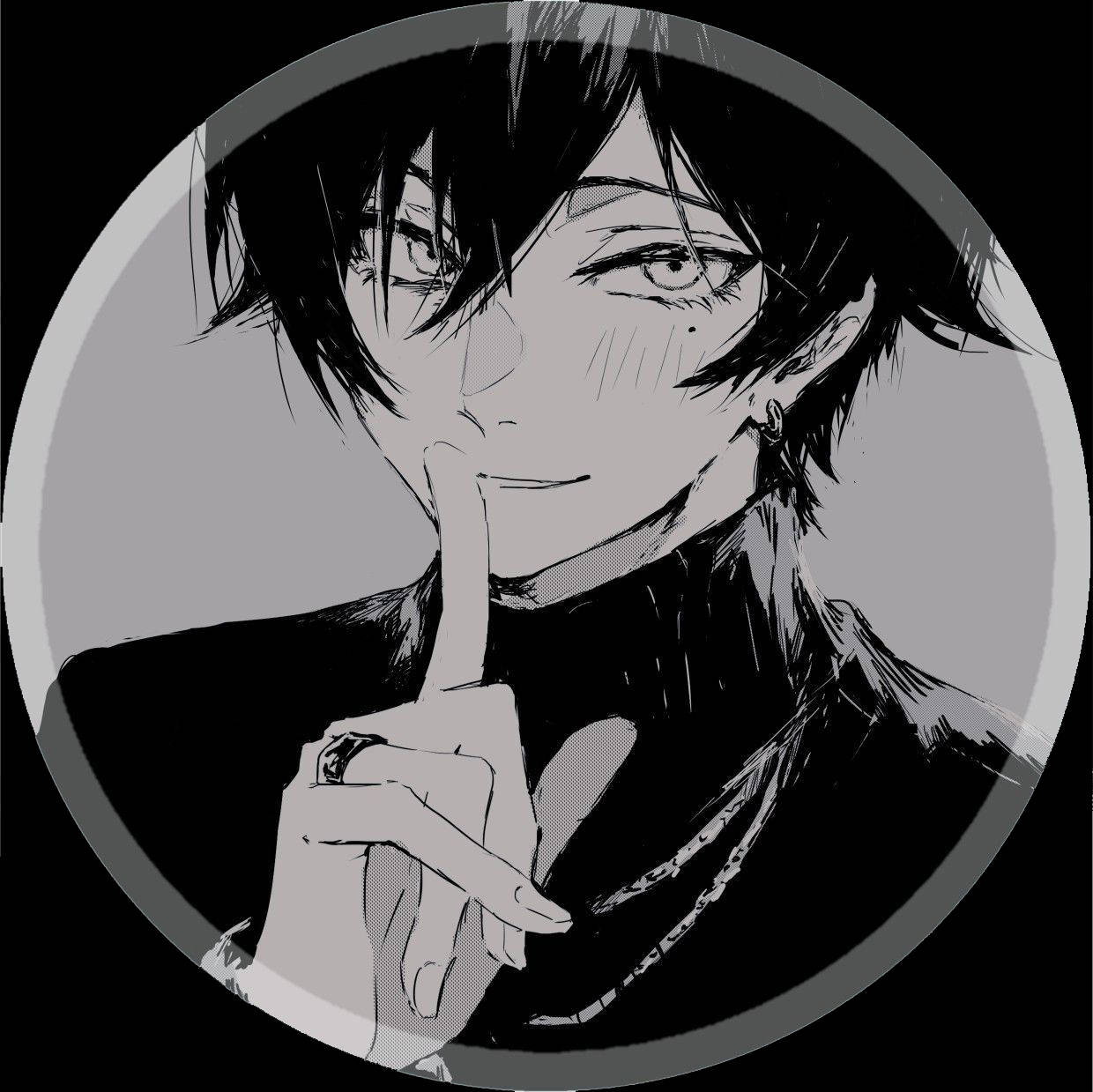 Aesthetic Anime Boy Icon Hush Fingers Background