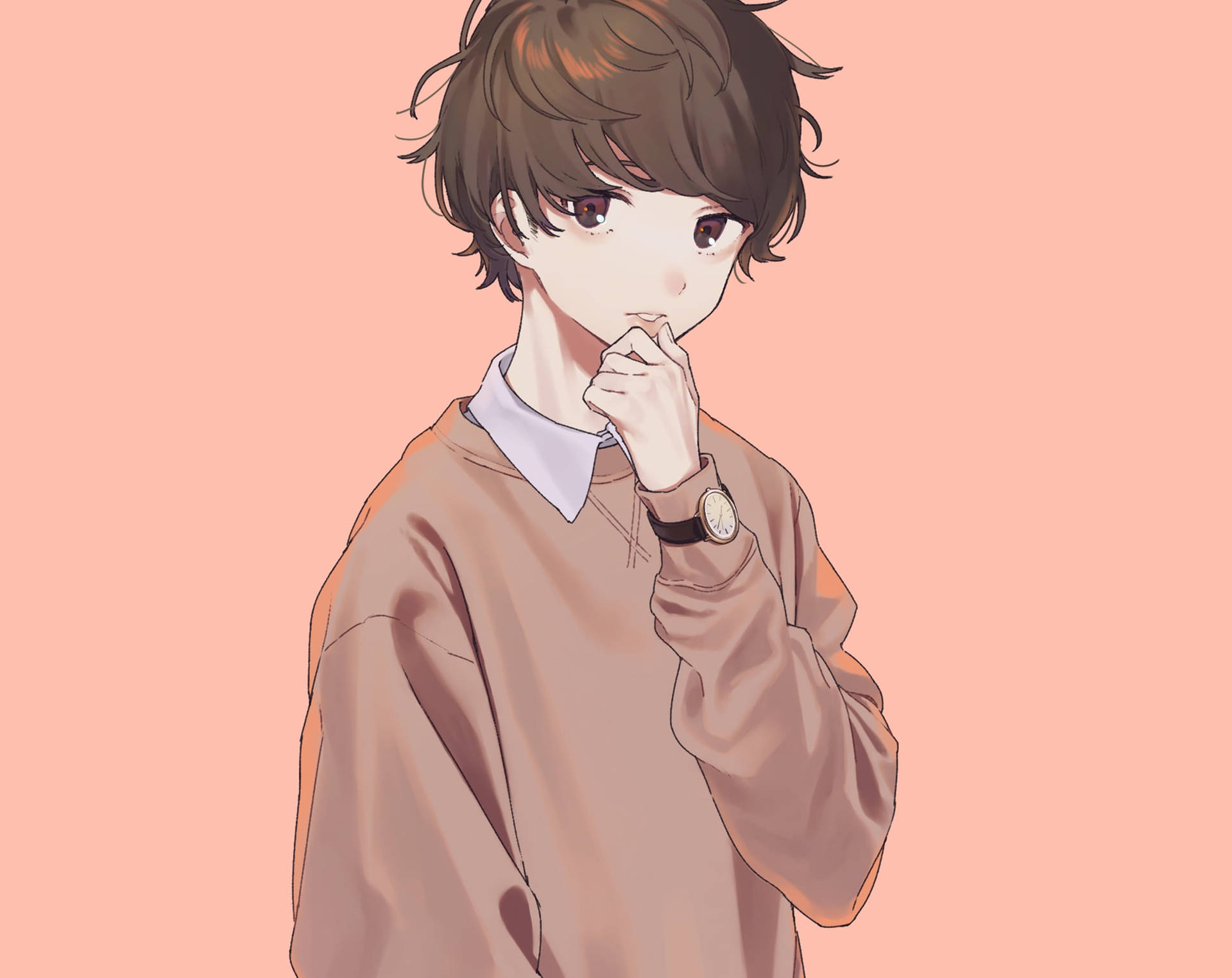 Aesthetic Anime Boy Icon Pink Sweater Background