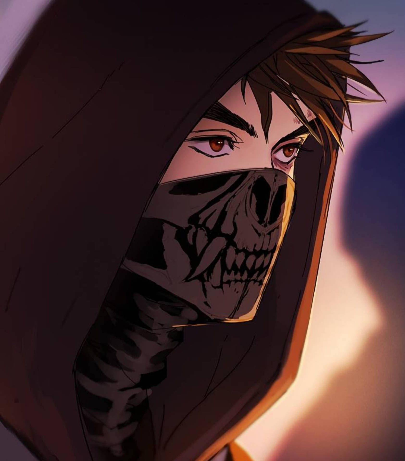 Aesthetic Anime Boy Icon Skeleton Mask Background