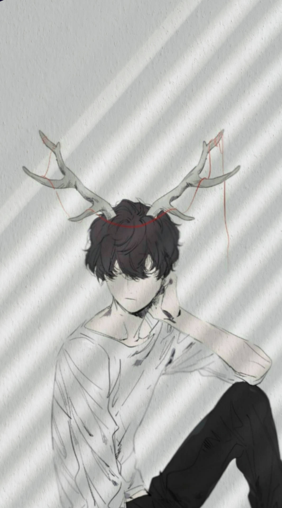 Aesthetic Anime Boy Moose Antlers Background