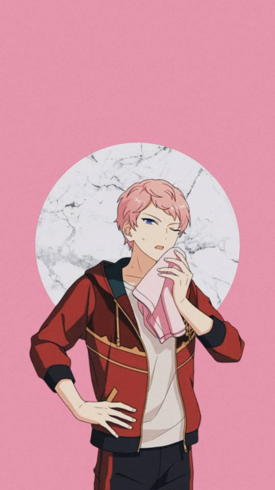 Aesthetic Anime Boy Pink Background Background