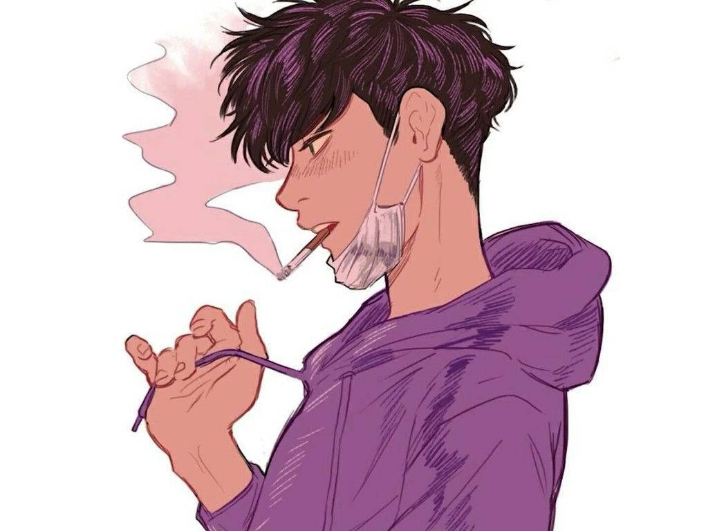 Aesthetic Anime Boy Purple Jacket Background