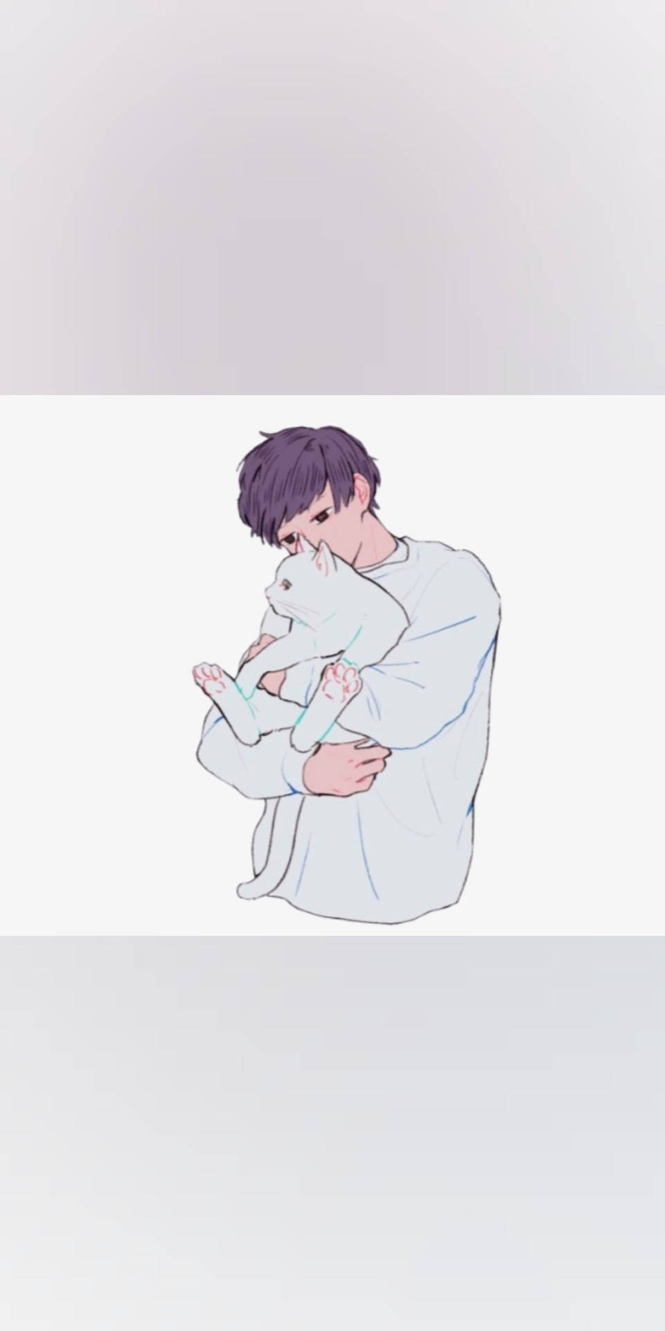 Aesthetic Anime Boy White Cat Background