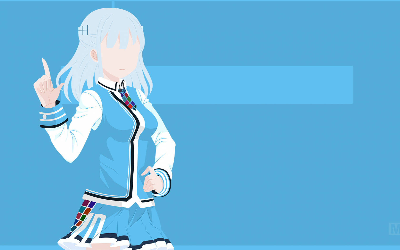 Aesthetic Anime Desktop Girl In Blue Uniform Background
