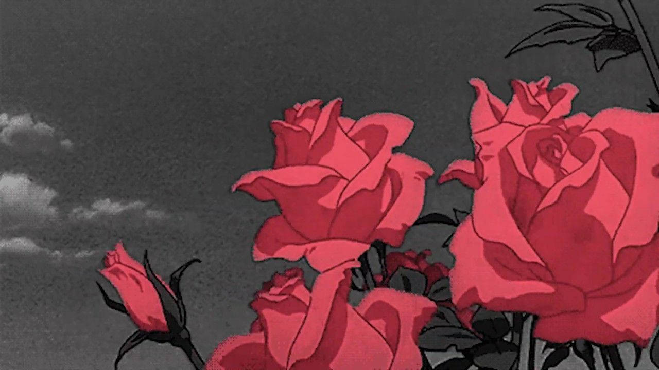 Aesthetic Anime Desktop Vintage Anime Roses Background